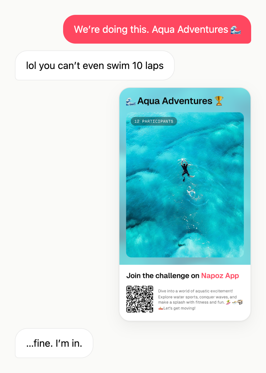 Sharing a Napoz challenge in a chat